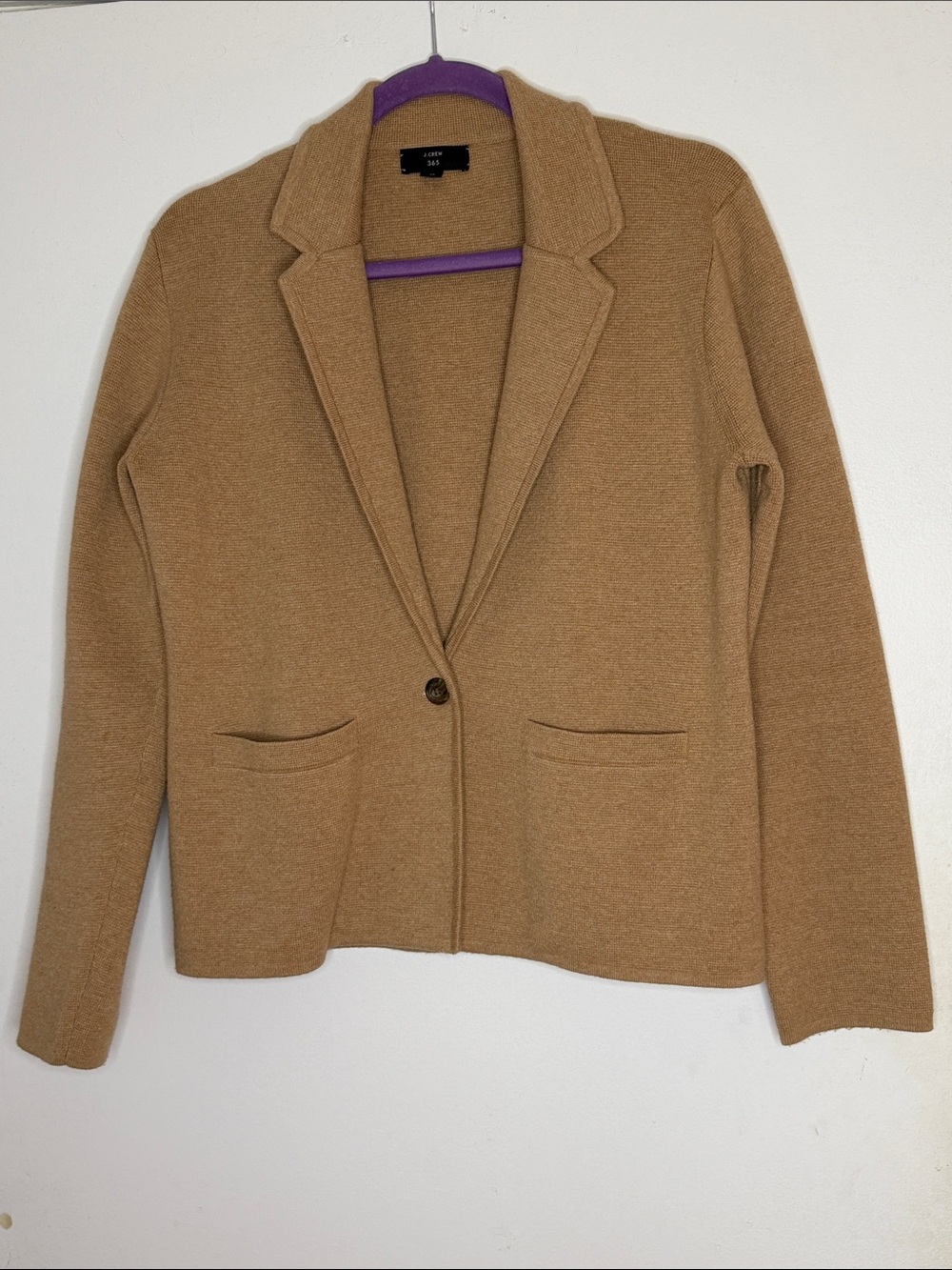 J. Crew Camel Single-Button Knit Blazer - Picture 3 of 4